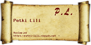 Petki Lili névjegykártya